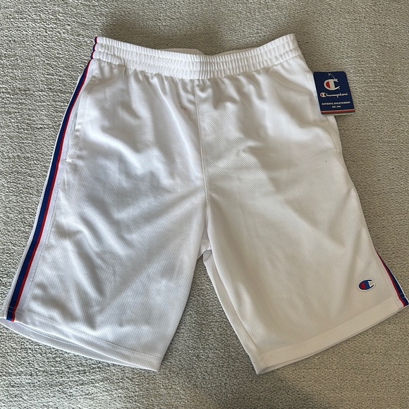 Boys Champion white mesh shorts with red/blue trim. Youth size L - Picture 1 of 2